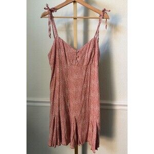 Urban Romantics Floral Print Mini Dress Tie Spaghetti Strap Pink Large 90s Y2K